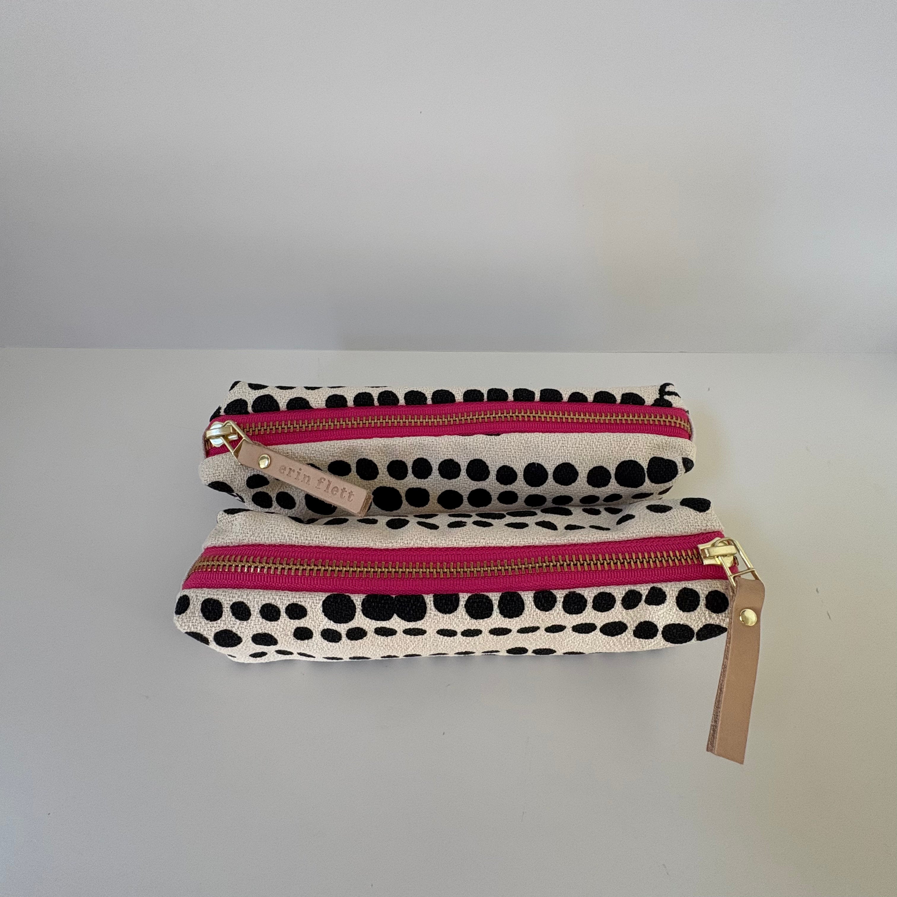 Erin Flett hand silk-screened pouches