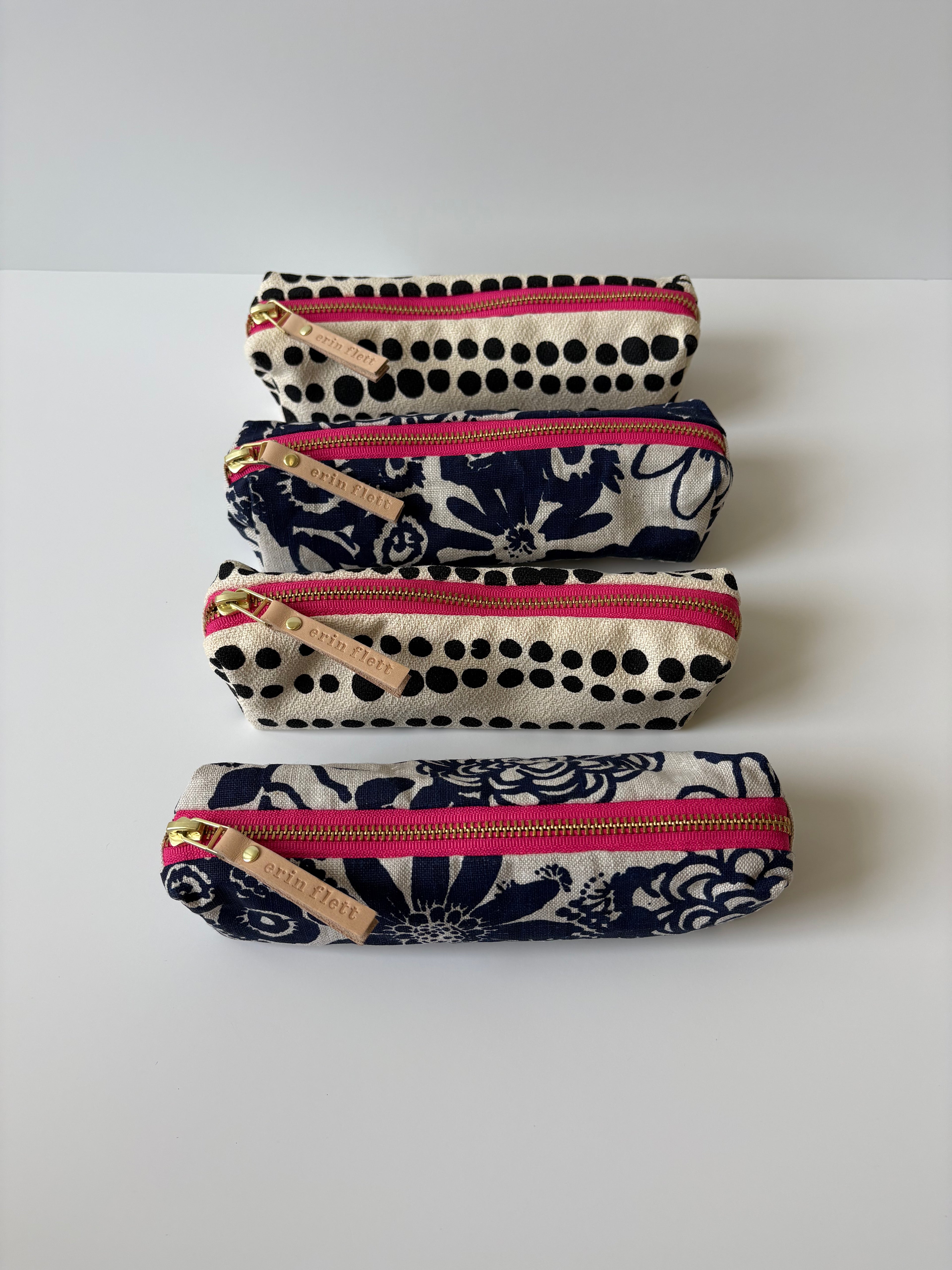 Erin Flett hand silk-screened pouches
